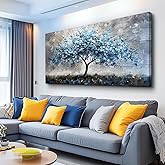 MHARTK66 Canvas Wall Art For Living Room Farmhouse Wall Decor For Bedroom Office Decorations Gray Wall Paintings Blue Tree Landscape Pictures Artwork Ready to Hang for Home Decor art 40"X20"
