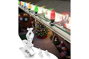 BRIGHTOWN C7 C9 Christmas Lights Clips, 25 Count Holiday Lights Quick Spring Clips, Shatterproof Shingle and Gutter Clips for E12, E17 Socket, Rope Lights Roofline Fence Railing Mantel Christmas Trees, White