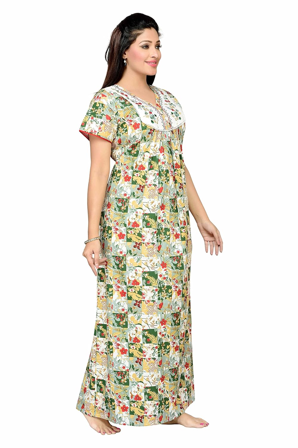 soulemo women's cotton embroidered nighty (375)