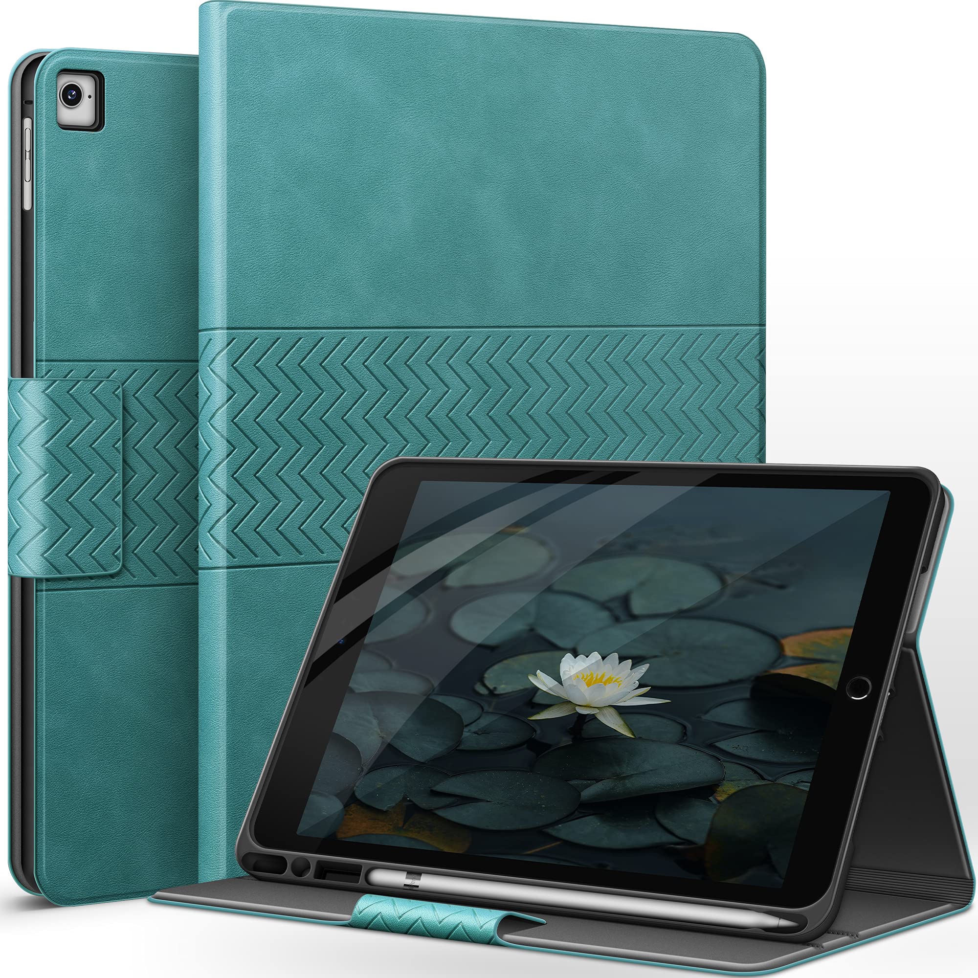 AUAUA Case for iPad 6th/5th Generation(9.7-Inch, 2018/2017 Model), iPad Pro 9.7, iPad Air 2/Air 1, with Pencil Holder, Auto Sleep/Wake, Vegan Leather (Green)