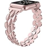 Moolia Elegant Metal Strap Compatible with Apple Watch Band 38mm 40mm 41mm 42mm Metal Fashion Women Replacement Strap Bracelet for iWatch Series 11/10/9/8/7/6/5/4/3/2/1 PinkGold