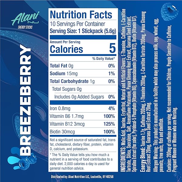 ALANI NU BREEZEBERRY, ENERGY STICKS 10 PACK