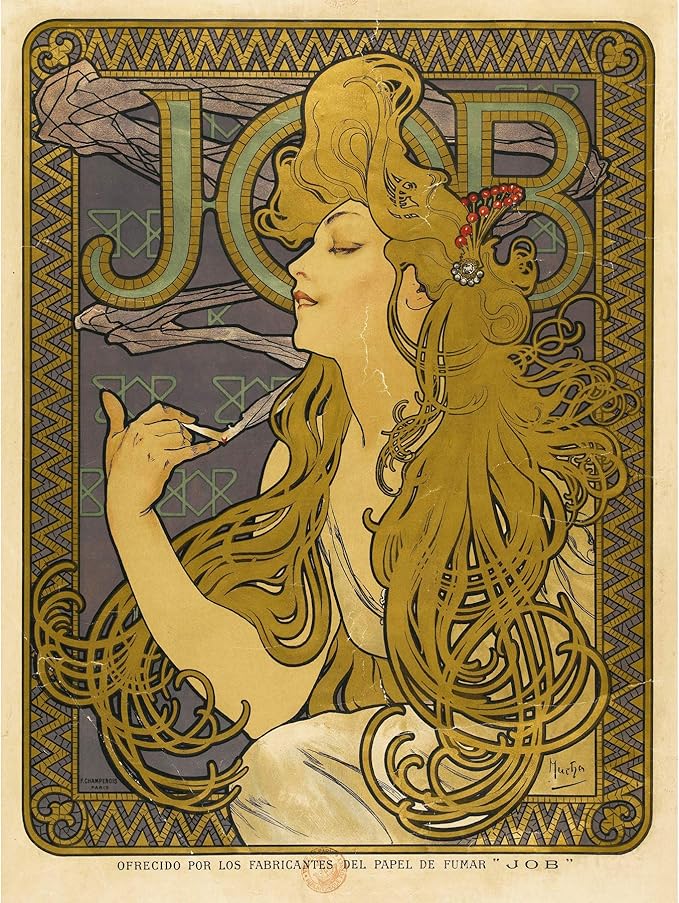 Antiquitäten & Kunst Mucha Job Cigarette Papers Nouveau Advert Large