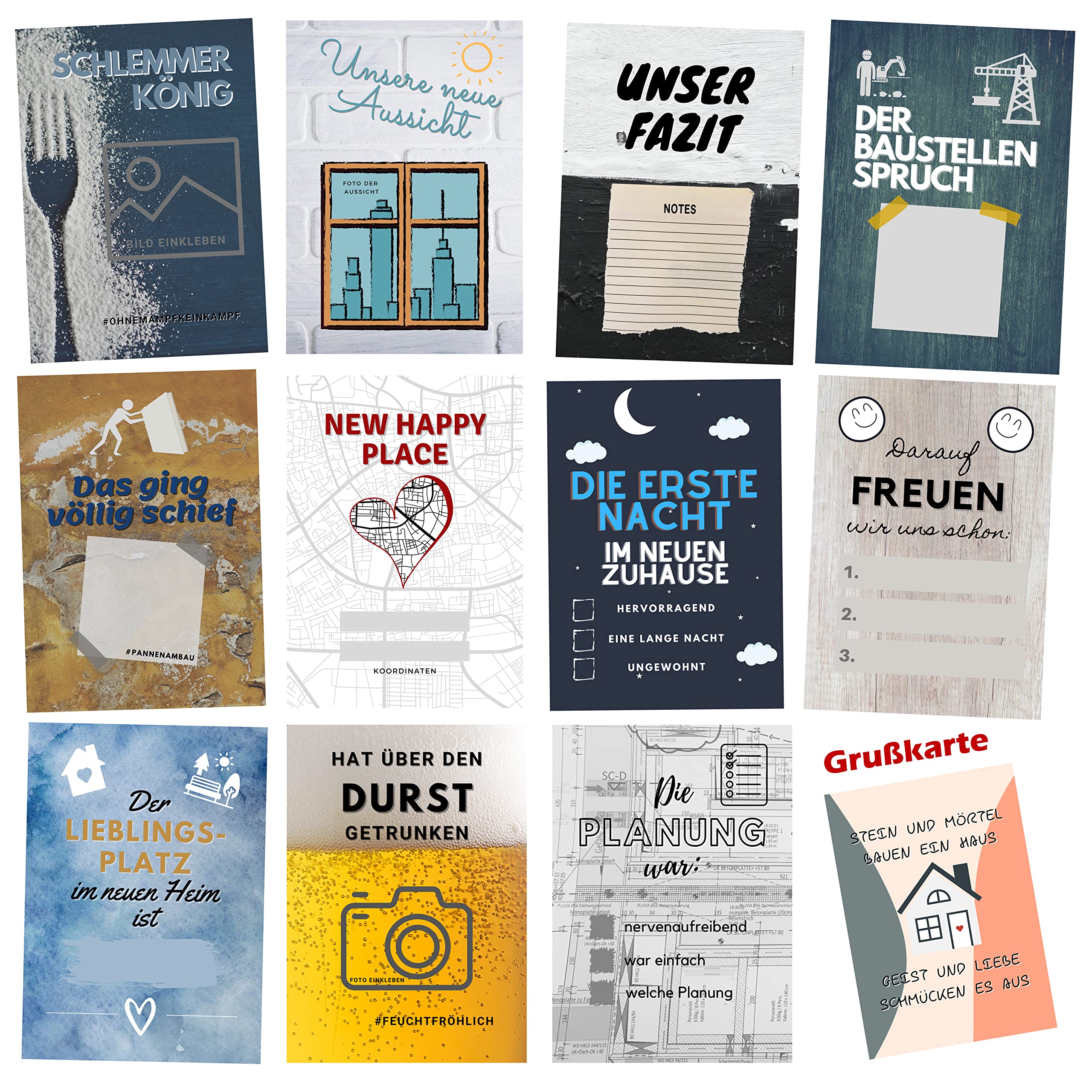 30+1 Milestone Cards House Building with Greeting Card Gift for Builders & Builders Milestone Cards as Construction Diary for House Builders Creative Gift Idea for House Builders Construction Site