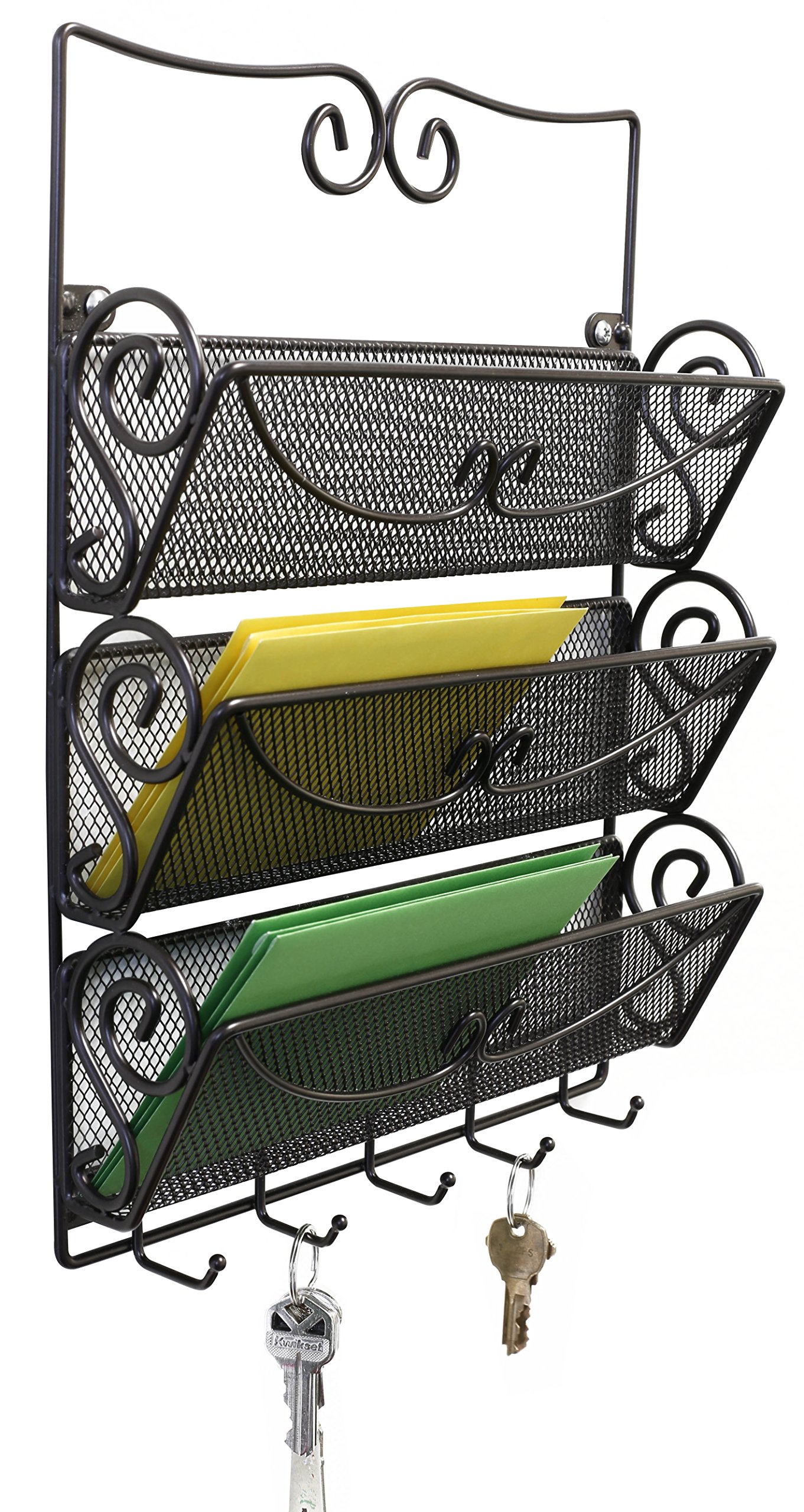 Letter Rack Organizer Wall Mount Tier Key Holder Hg Door Envelopes Bill