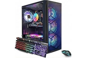 STGAubron Gaming PC Desktop Computer, Intel Core i7 up to 3.9GHz, Radeon RX 580 8G, 16G RAM, 512G SSD, WiFi 6, BT 5.0, RGB Fan x6, Windows 11 Home