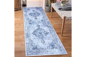 Washable 2x6 Rug Boho Medal Runner Rug for Hallway Vintage Floral Runners Non Slip Bedside Carpet Low Pile Kitchen Rugs Soft 