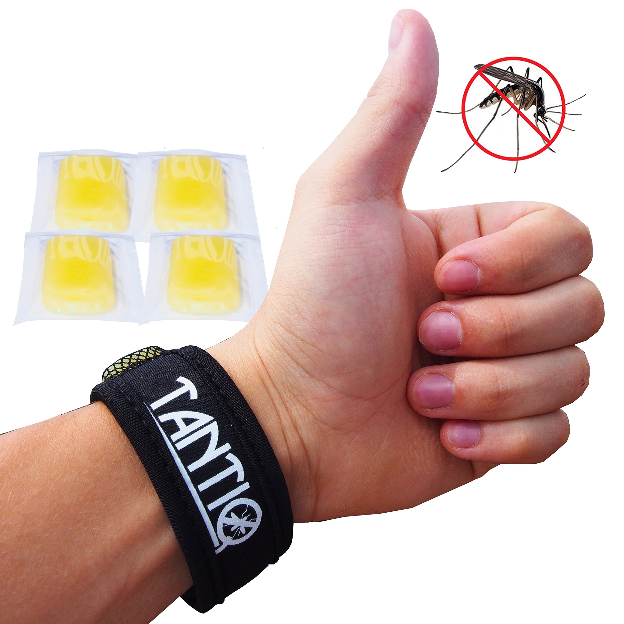 Mosquito Repellent Bracelet (4x refill) by TantiQ Safe, Natural Pest Control DEET Free