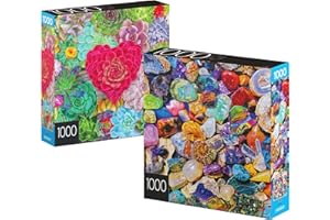SPIN MASTER GAMES 2-Pack of 1000-Piece Jigsaw Puzzles, Succulents & Rocks and Minerals | Puzzles for Adults and Kids Ages 8+, Amazon Exclusive
