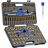 Orion Motor Tech 86pc Tap and Die Set in SAE and Metric, Titanium Coated Steel Tap Set and Die Tool Set for Homeowners Mechan