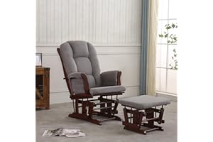 REJOICE HOME Castaway Glider with Ottoman, Espresso/Grey