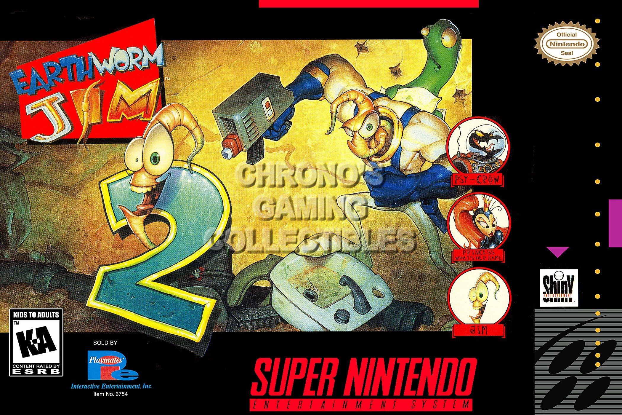 CGC Huge Poster - Earth Worm Jim 2 BOX ART Nintendo Super NES SNES - SNE66 (24" X 36")