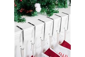 Beyond Your Thoughts Christmas Stocking Holder Hook Fireplace Silver Set of 6