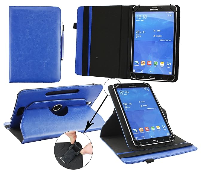 Emartbuy® Alcatel OneTouch Pixi 3 10 Zoll Tablet Universal (9-10 Zoll) Dark Blau Premium PU Leder 360 Grad Rotierende Stand F