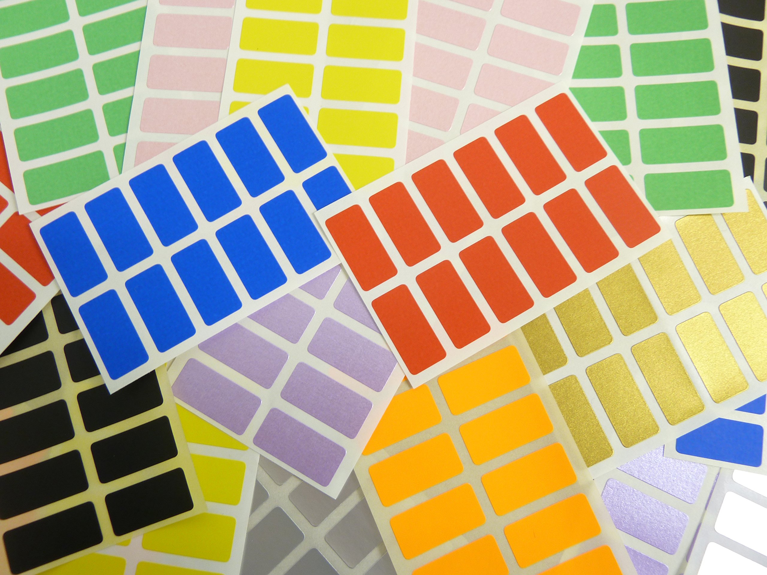 25x12mm (1" x 0.5") Rectangular Mixed Coloured Colour Sticky Labels, Colour Code Stickers - 10 Colours (480)