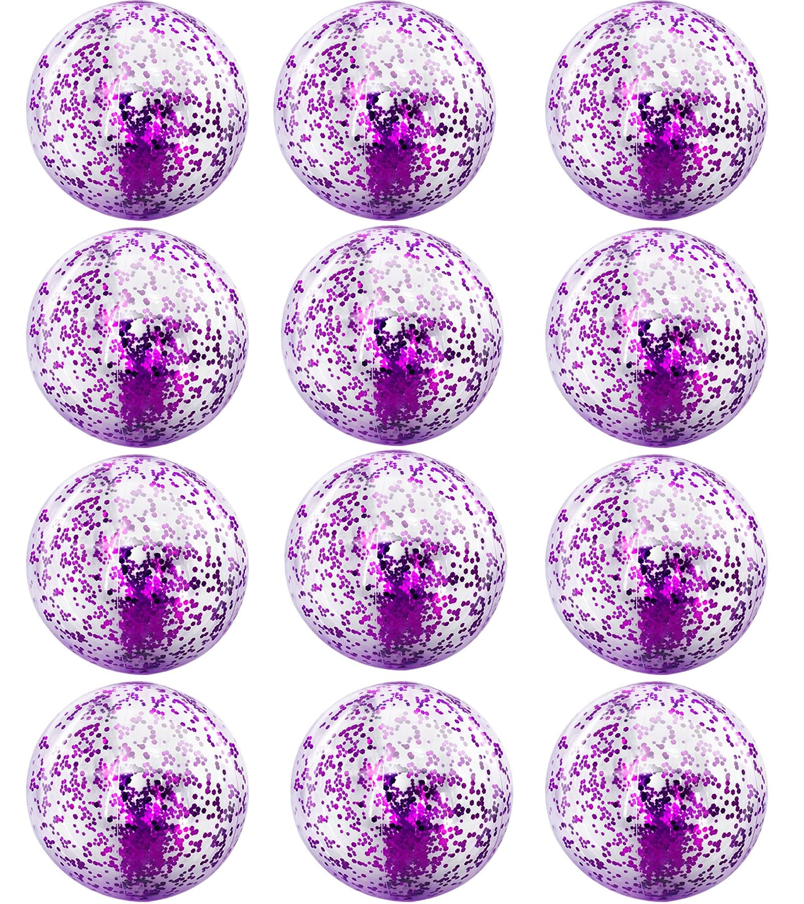 Photo 1 of 12 Pack Inflatable Beach Balls Bulk 16" Glitters Pool Toys Balls for Pool, Beach, Summer Pool Party - Swimming Pool Game Water Beach Toys Kid Party Favor Summer Decorations Blow Up Grape Beach Ball