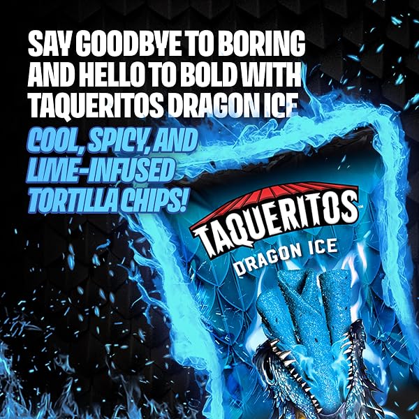 TAQUERITOS DRAGON ICE, SPICY ROLLED CORN TORTILLA CHIPS, 8 OZ (PACK OF 1)