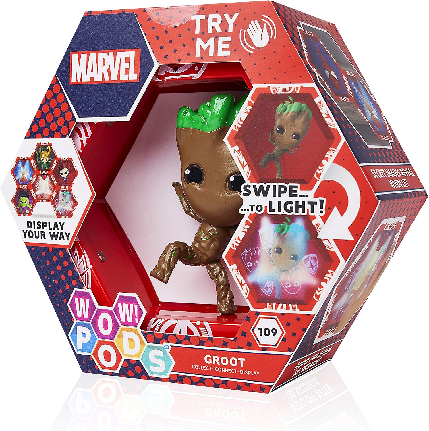 WOW! PODS Avengers Collection - Groot, Superhero Light-Up Bobble-Head Figure, Official Marvel Toys, Collectables and Gifts, Black