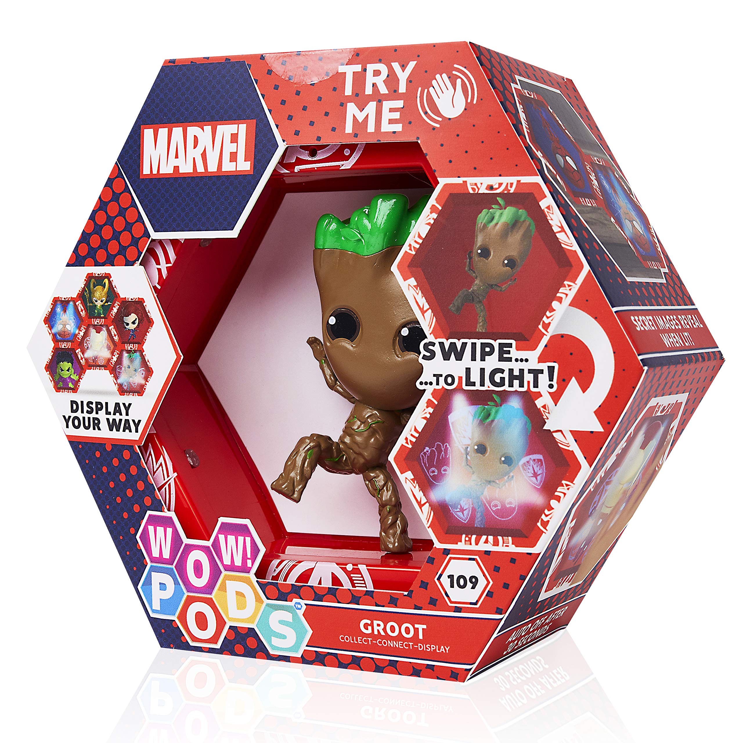 WOW! PODS Avengers Collection - Groot, Superhero Light-Up Bobble-Head Figure, Official Marvel Toys, Collectables and Gifts, Black โ image 1