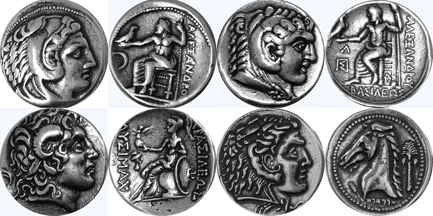 Golden Artifacts Alexander der Große, 4 berühmte griechische Münzen von Alexander, griechische