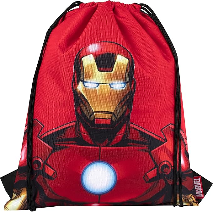 Marvel Comics Sakky Kids Iron Man Drawstring Bag School Bag for Kids Official Merchandise