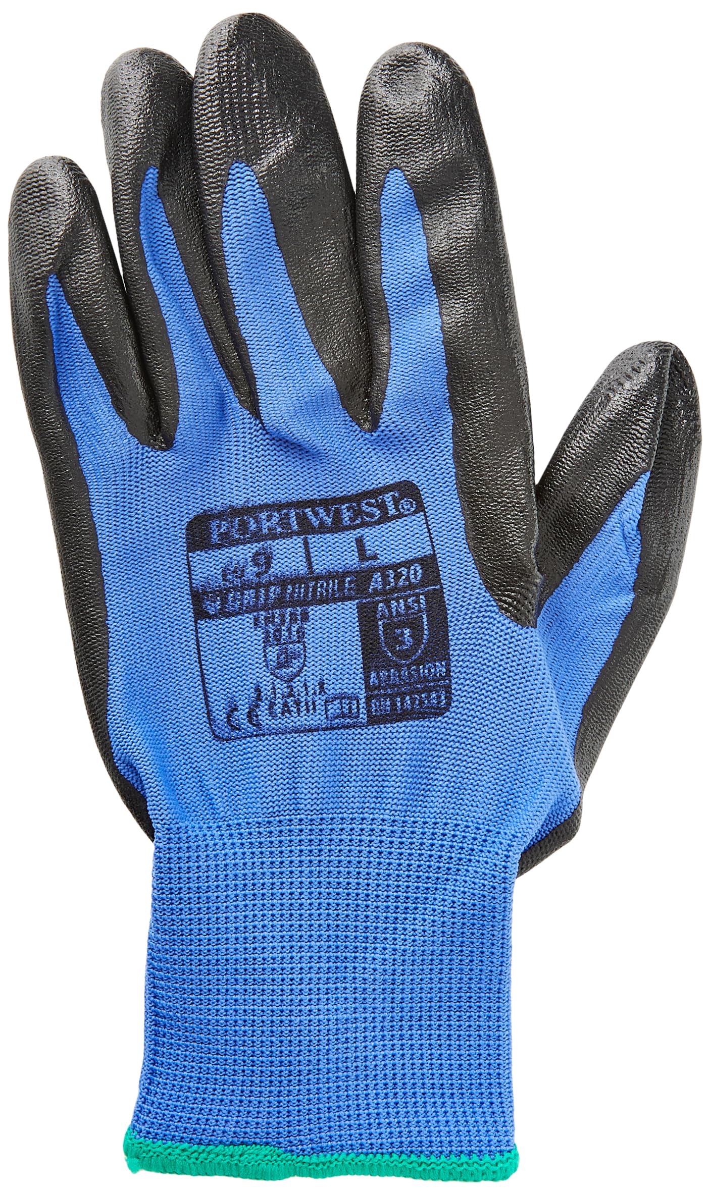Portwest A320 ANSI Nitrile Foam Dexti-Grip Glove Blue, Large