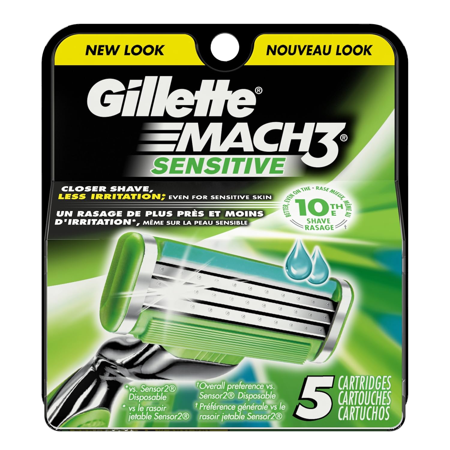 Gillette Mach3 Men's Razor Blade Refills, Sensitive, 5