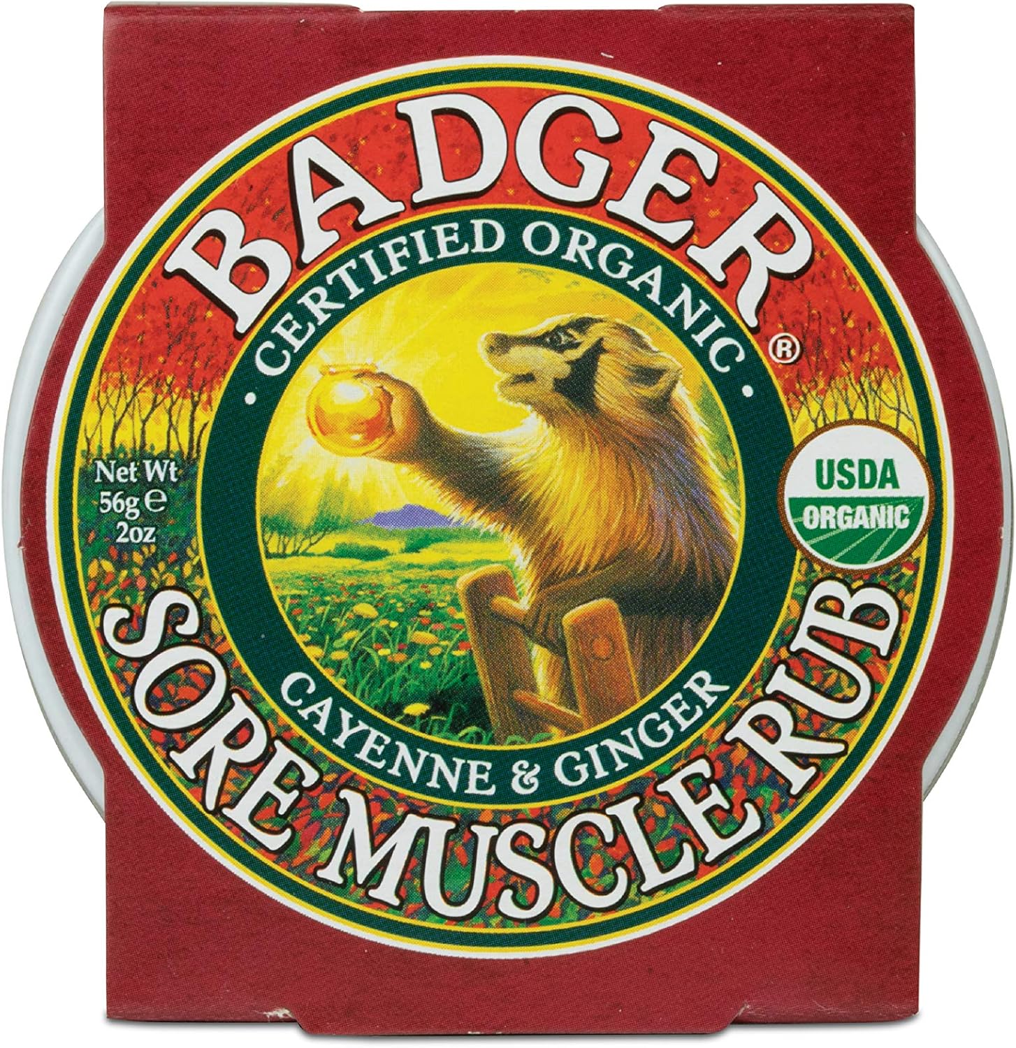 Badger Balm Organic Sore Muscle Rub Original Balm 56g, 56 g (Pack of 1)