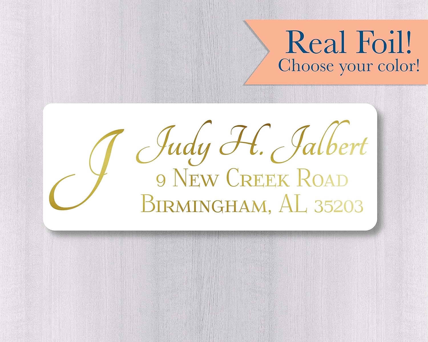 60ct Initial Gold or Color Foil Return Address Labels