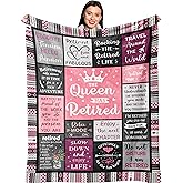 Ruvinzo Retirement Gift for Woman, Happy Retirement Gifts for Teacher/Coworker, Best The Queen Has Retired Gift for Women 2025, Farewell/Leaving/Going Away Gifts, Funny Retired Blanket 60"X50"