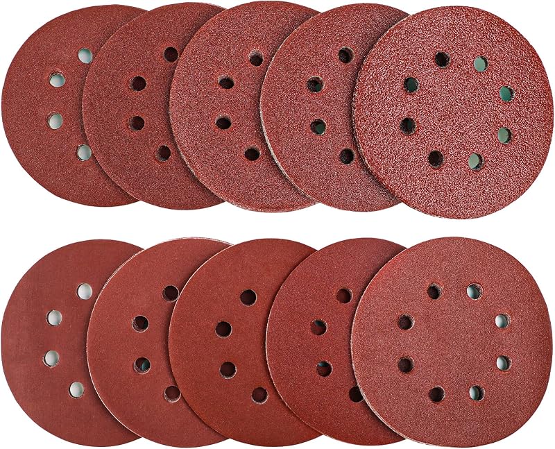 AUGOLA 100Pcs Sanding Discs 125mm 8-Hole Mixed Grits 40-400 VOC
