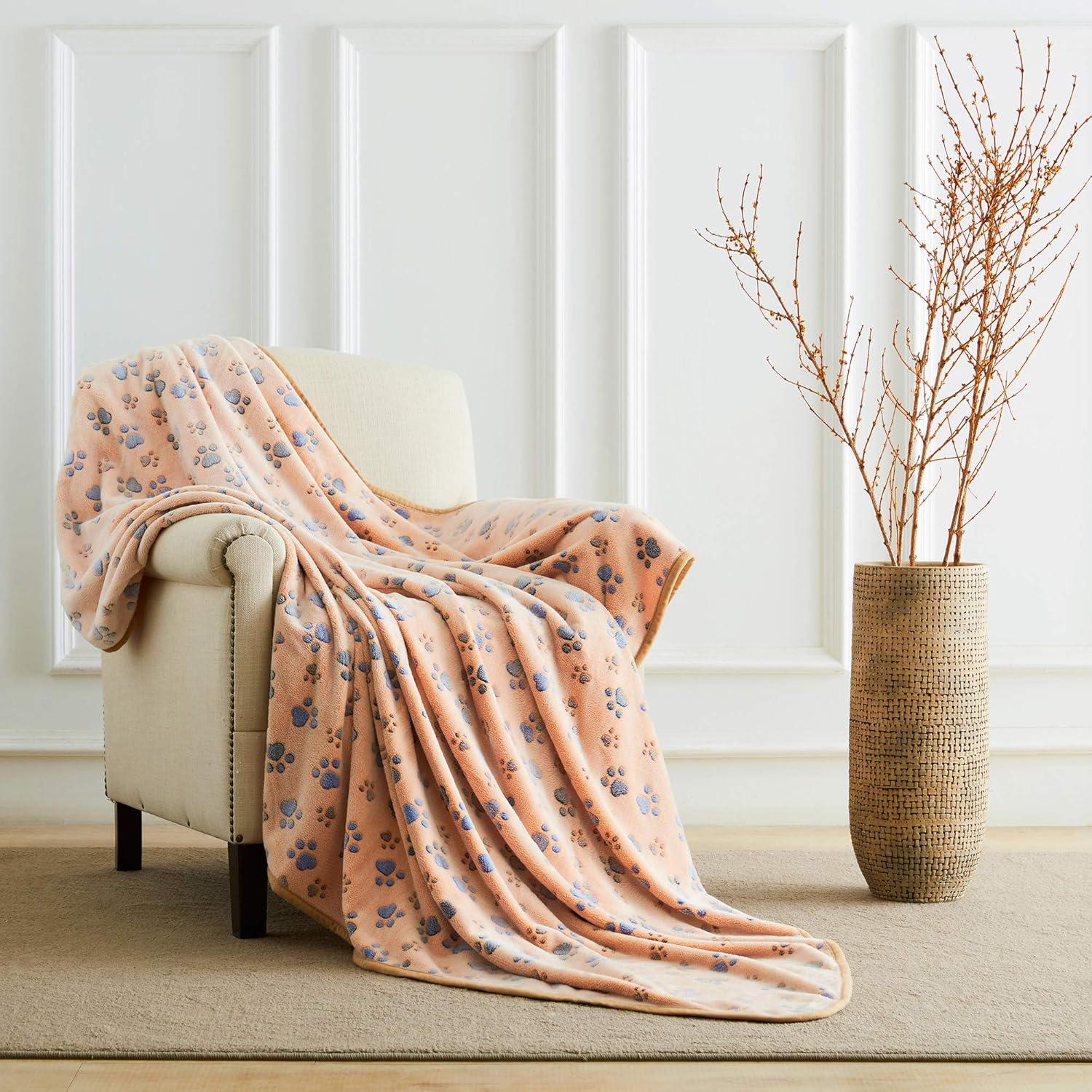 Allisandro Extra Softness and Fluffy 350 GSM Lightweight Microplush Fleece Throw Blanket for Small, Medium and Large Dogs, Puppies, Cats and Kittens, Brown, 40 x 32 Inches : Pet Supplies