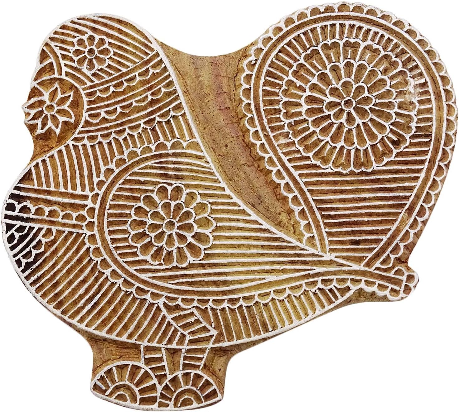 Knitwit Bird Woodblock Stamp Brown Textile Printing Block Indian Border Stamp
