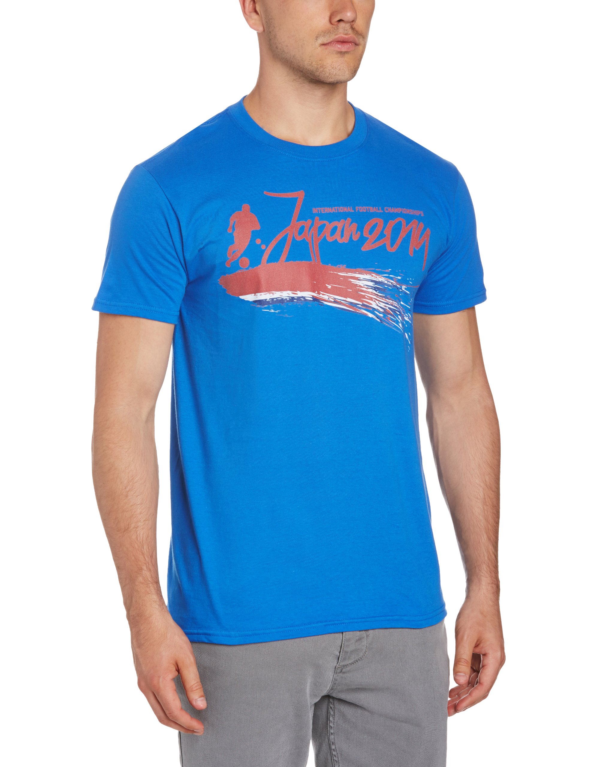 Football Fan Men's Japan Brush Regular Fit Short Sleeve T-Shirt, Royal Blue, Small