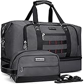 WITZMAN Travel Duffle Bags for Men Weekender Bags with Toiletry Bag Sets Carry On Overnight Bag 55L （B696 Silvery Grey）