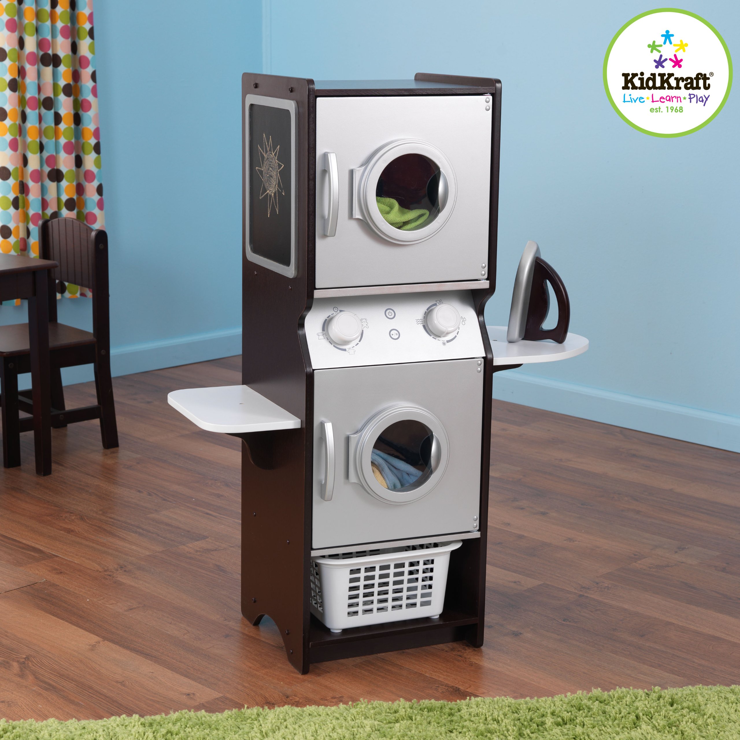 KidKraft Laundry Playset Children's Pretend Wooden Stacking Washer and