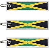 LLBFHH 3 Pcs Jamaica Jamaican Country Flag Keychain,Woven label Key Chains for Car Keys,Fabric Key Chains Men and Women,Used for Various Decorations.