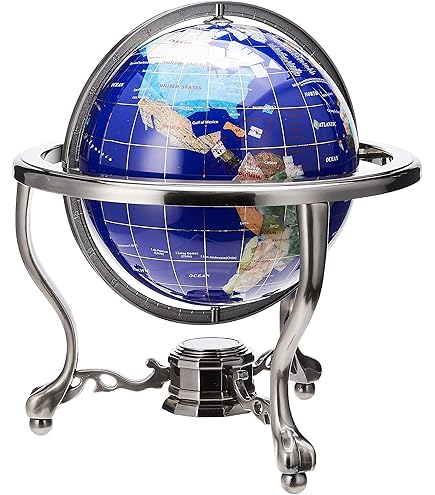 Figurine Globe Miniature En Argent 800 – Lapis Lazuli Et Turquoise – 7g