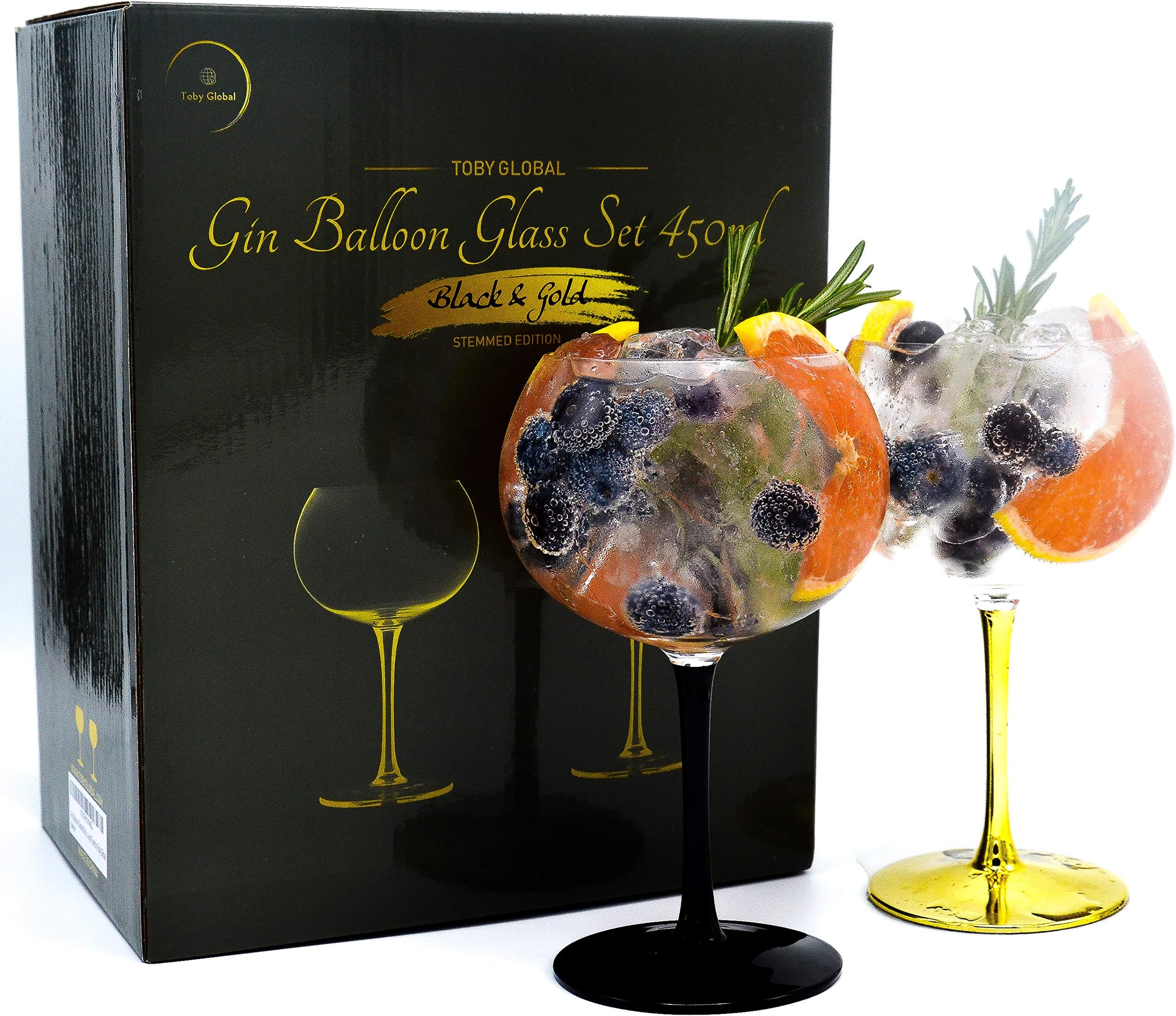Gin Balloon Glasses Set of 2 Hand Blown Lead Free Crystal Gin Glasses Shaped for Flavour, Gin and Tonic by Toby Global