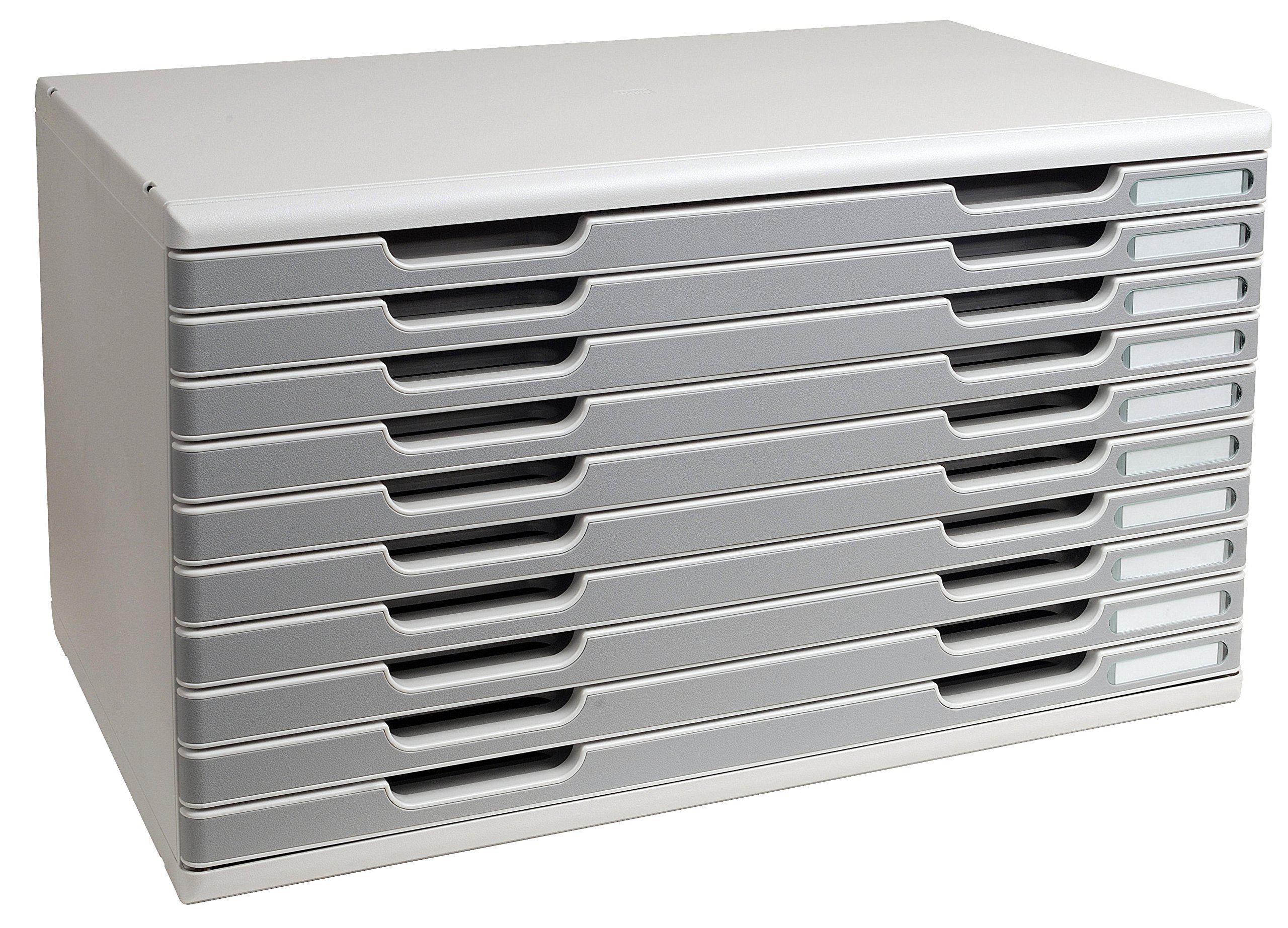 Exacompta - Ref 324041D - Modulo A3 Office - 350 x 576 x 320mm in Size, 10 Drawers (26mm Height), Smooth Opening with Stop, Label Holders - Light Grey/Stone Grey
