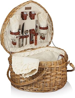 Amazon 可愛らしいハート型のかごバッグ 栓抜きなどワインツール付き 記念日にぴったり Picnic カゴバッグ