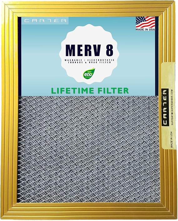 20x25x1 CARTER MERV 8 Lifetime HVAC & Furnace Air Filter Washable