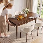 Ufurpie 47"-70" Solid Wood Extendable Dining Tables for 4-8, Walnut | Expandable Dining Table,Easy Assembly, Mid Century Modern, Dinner Table Ideal for Dining Room, Kitchen, Living Room