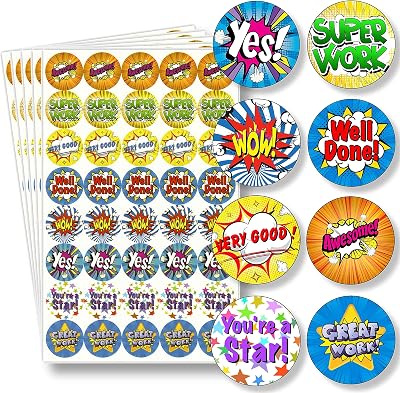 Innoveem Well Done Stickers 200 Colourful Reward Kids Classroom Pack