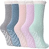 Yebing Non Slip Hospital Socks for Women with Grips Fuzzy Cozy Anti Skid Slipper Socks Winter Warm Soft Fluffy Sleep Socks