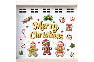 90SHINE 28PCS Christmas Garage Door Decorations Magnets - Gingerbread Men Merry Xmas Candy Canes, Holiday Refrigerator Fridge Kitchen Decor