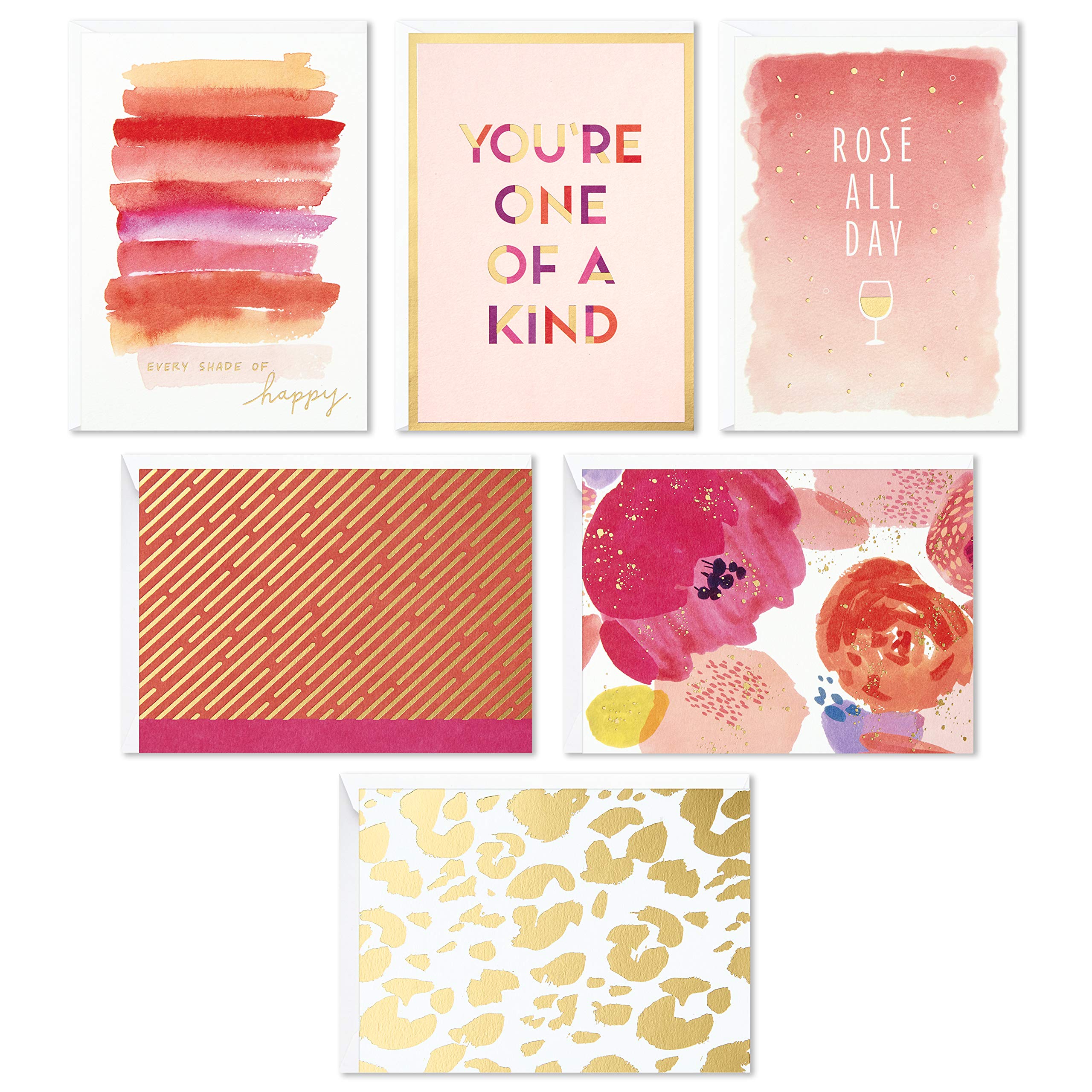 Hallmark Pack of 24 Assorted Blank Cards, Modern Pink and Gold Foil