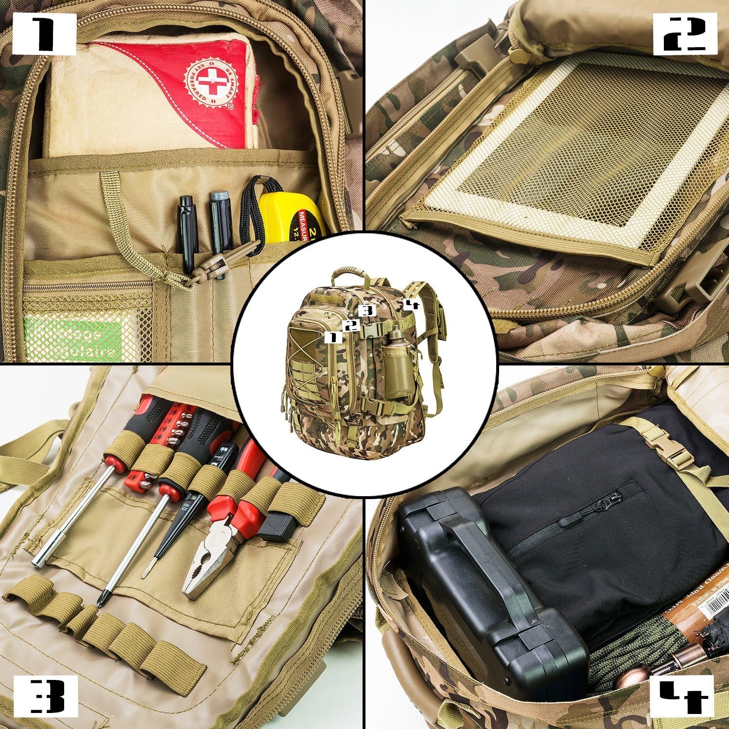 ARMYCAMOUSA 40L Outdoor Expandable Tactical Backpack Military Sport Camping Hiking Trekking Bag (OD Green 08001A) : Sports & Outdoors