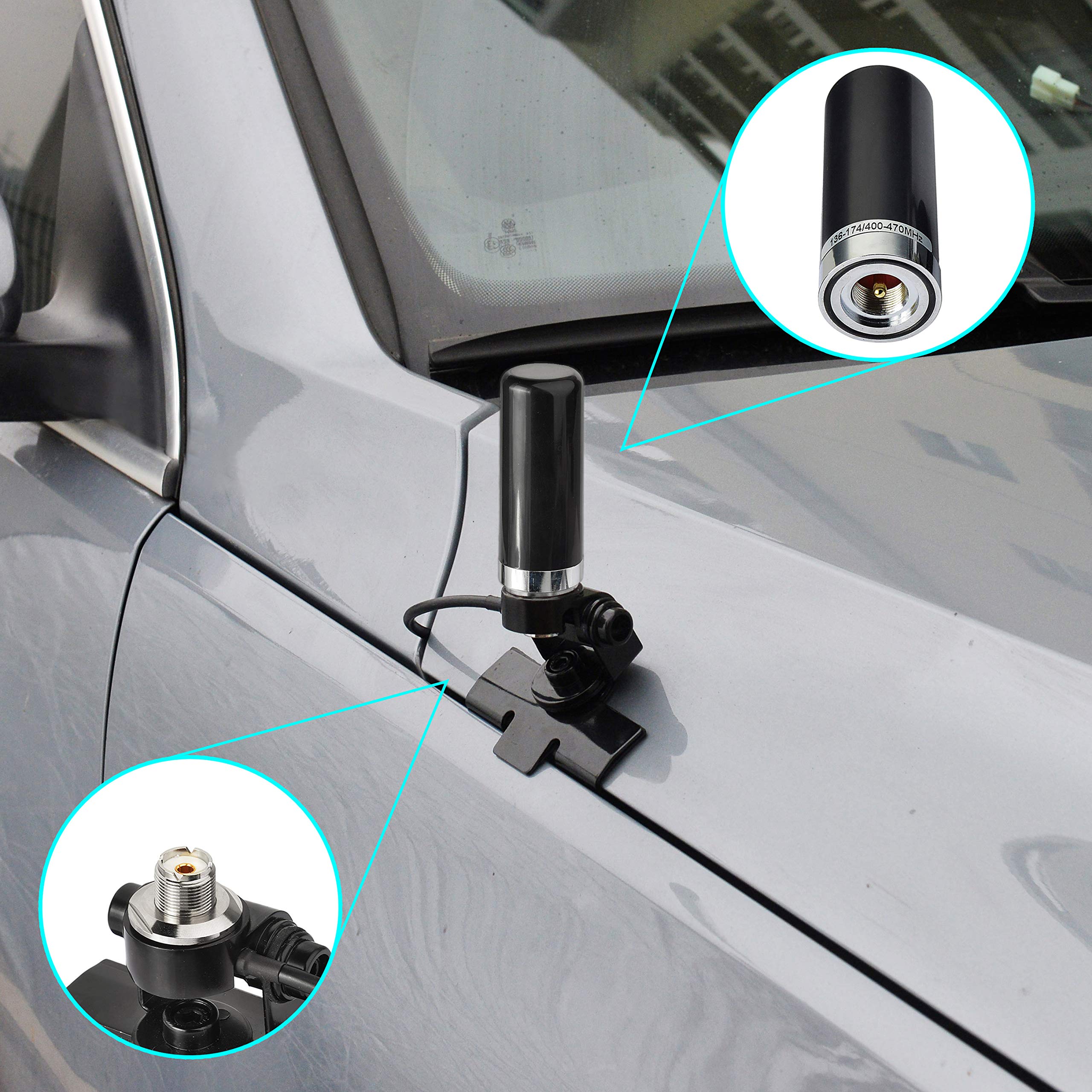 Bingfu Dual Band VHF UHF 136174MHz 400470MHz CB Radio Antenna NMO