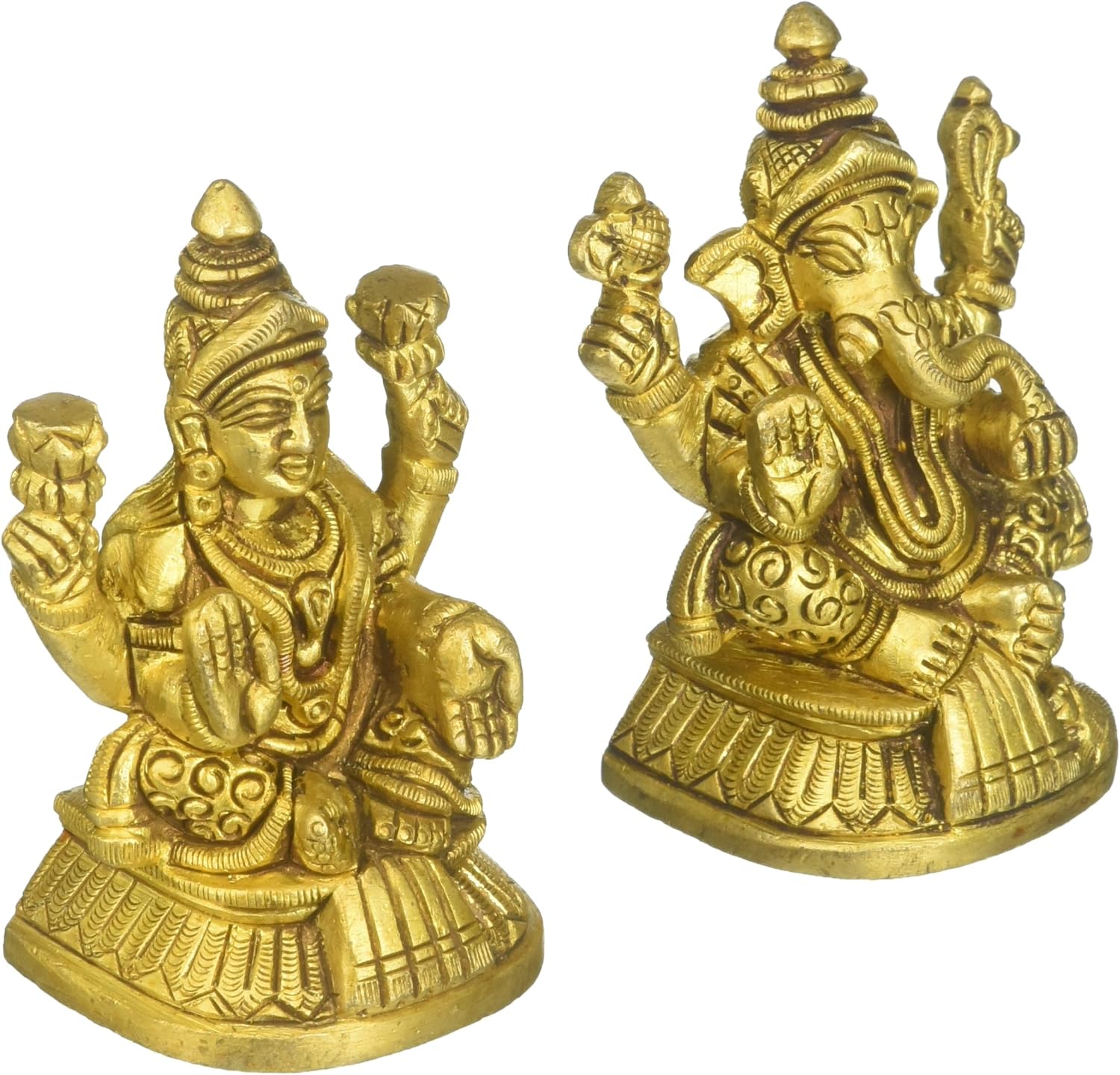 Ganesha Lakshmi Statue Gifts Ganesh Lakshmi Pair Idols Hindu God Goddess Figurine Brass Statue
